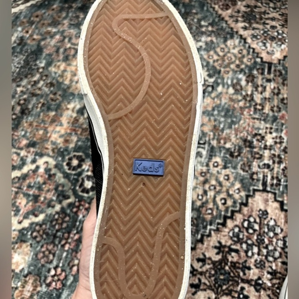 Keds Black Zip High-Top Sneakers in Black Denim and Suede in Size 7 Platform - Picture 9 of 10